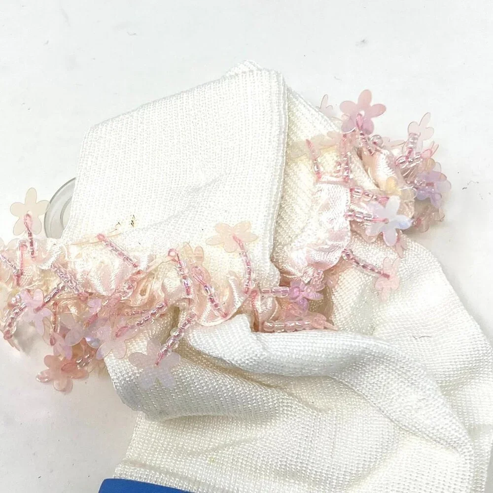 Vintage Nordstrom Dream Socks White Pink Confetti Edge Shoe Size 9-2.5